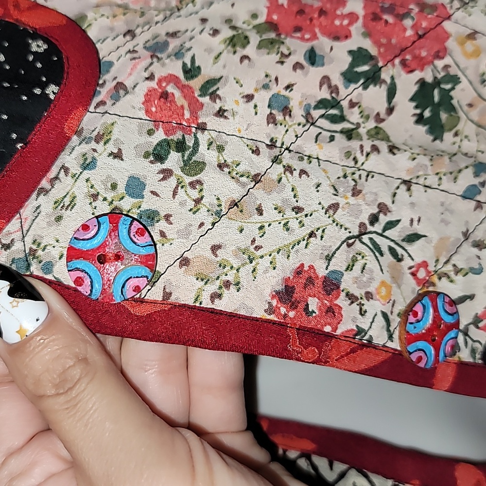 Patchwork Jacket Small Quilted Design All Over Fl… - image 4